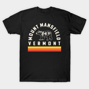 Mount Mansfield Vermont Souvenir Bear Retro Vintage Stripes T-Shirt